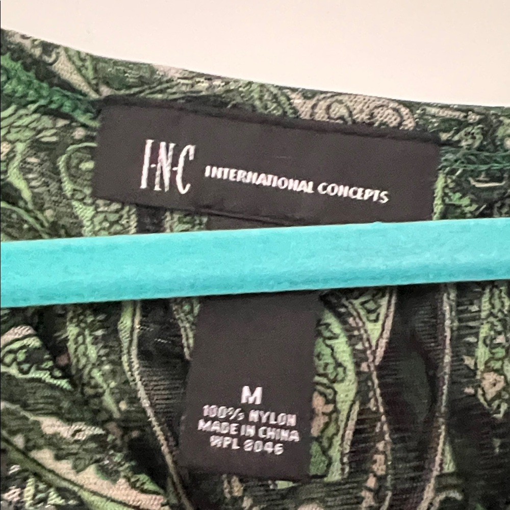 INC International Concepts Green Paisley Long Sleeve Top - Picture 3 of 3